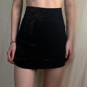 Zara Black Velvet High-Rise Mini Skirt